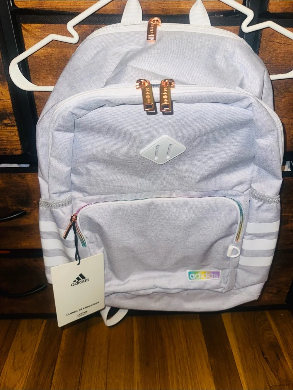 adidas Classic 3-Stripe Light Gray Backpack